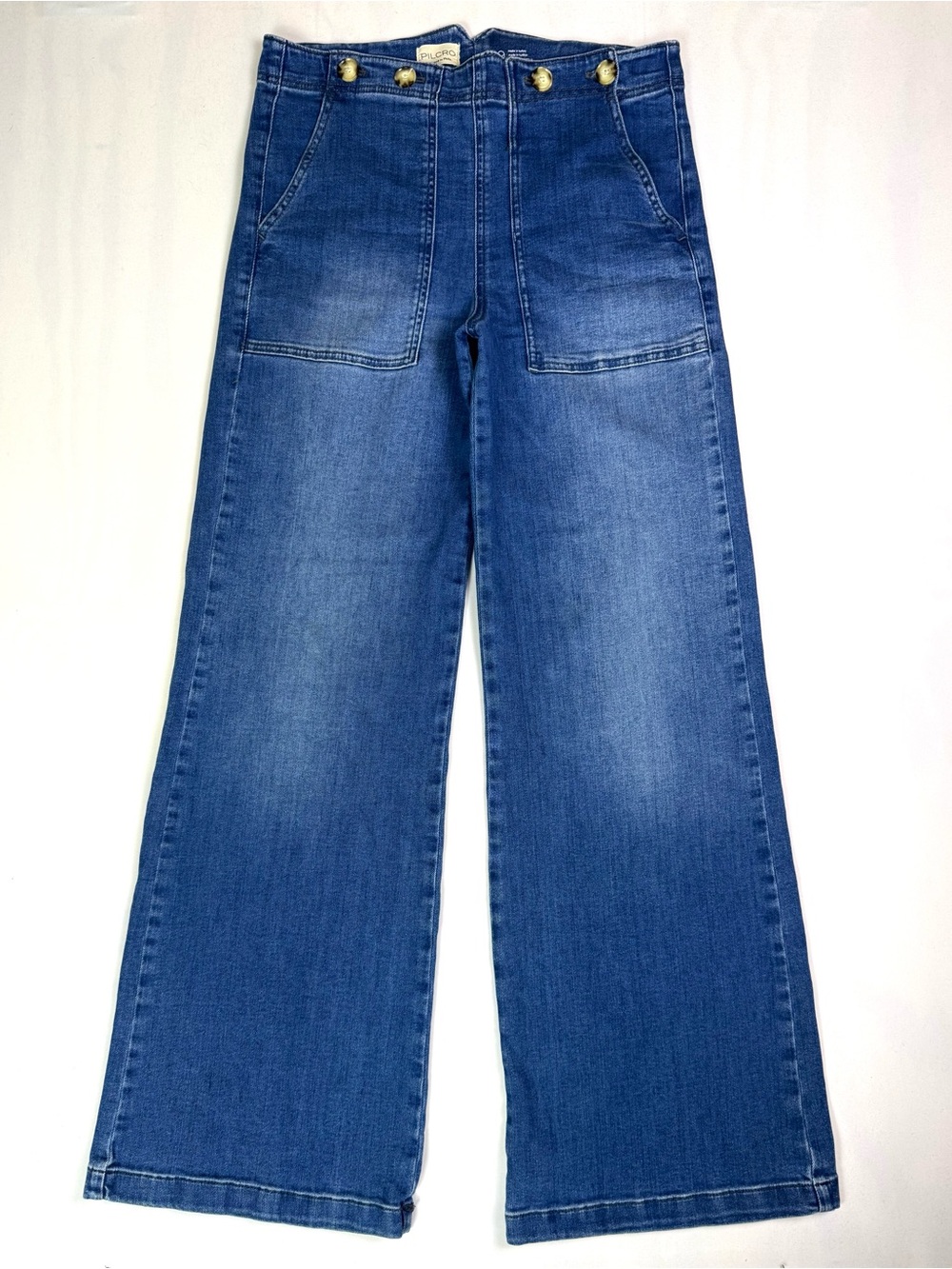 Pilcro Anthropologie The Kit High Rise Wide Leg Utility Jeans Adjustable Size 29